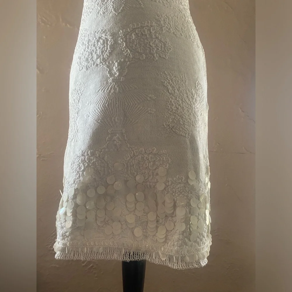 Vintage CHANEL 2006 Cruise White Jacquard Knit Midi Dress